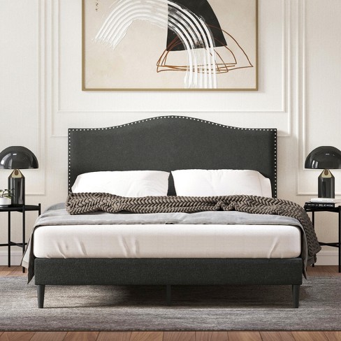 Glenwillow Home Kameli Upholstered, Queen Bed Frame With Headboard No Box Spring Required
