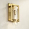Possini Euro Design Derina Modern Wall Sconce Warm Gold Metal Hardwire 7" Fixture Clear Glass Shade for Bedroom Bathroom Bedside - 2 of 4