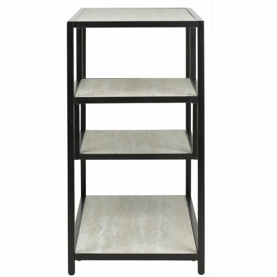 Beige and Black Geometric Wood Console Table with Storage