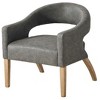 Homy Casa Modern Accent Chair with Curved Back, PU Leather Upholstery & Wood Legs - 2 of 4