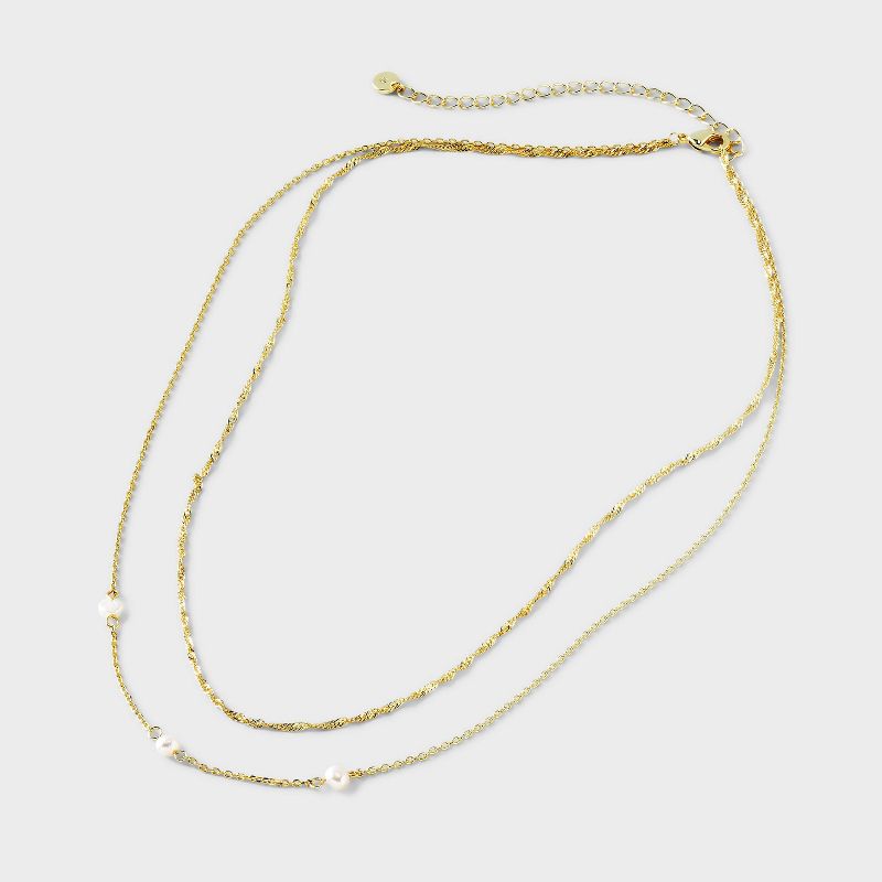 14K Gold Plated Freshwater Pearl Chain Duo Necklace - A New Day&#8482; Gold, 4 of 6