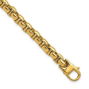 Chisel Stainless Steel Polished Yellow IP-plated 8mm 9" Round Box Chain Bracelet - 1 of 4