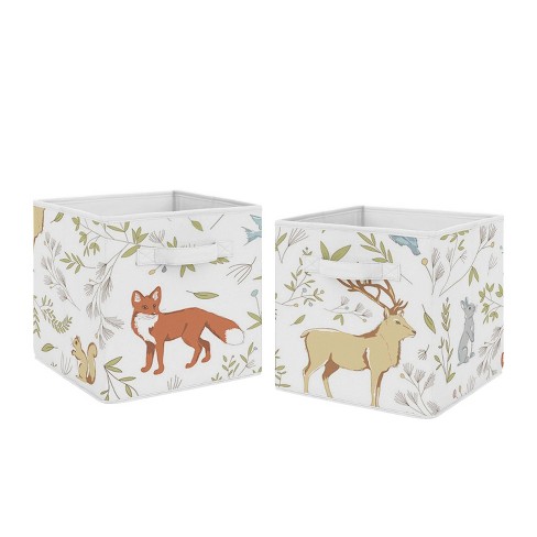 Coral Mint Grey Woodland Arrow Woodsy Nursery Fabric Toy Bin Storage Box Chest 