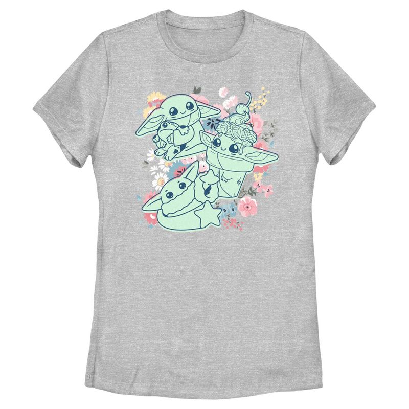 Women's Star Wars: The Mandalorian Spring Cute Grogu Sunday Surprise T-Shirt, 1 of 5