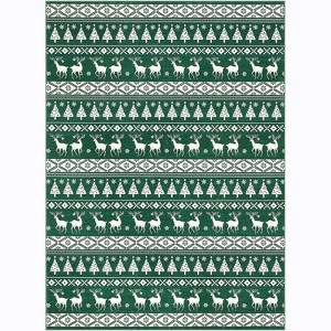 Christmas Rug Washable Rugs, Boho Christmas Tree Snowflake Rug Non-Slip Soft Low Pile Non Shedding Indoor Holiday Decor Carpet for Home Office - 1 of 4