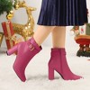 Allegra K Women's Pointed Toe Buckle Decor Heel Ankle Boots - 2 of 4