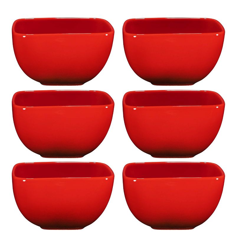 Bruntmor 26 Oz Gradient Red Porcelin Ceramic Square Soup Bowls, Set of 6 Red, 5 of 9
