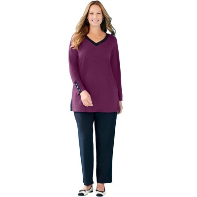 Catherines Women's Plus Size Suprema Studio Contrast Tunic