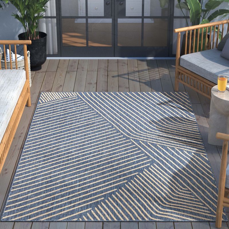 Well Woven Linden Indoor OutdoorFlat Weave Pile Stripes Geometric Area Rug, 4 of 10