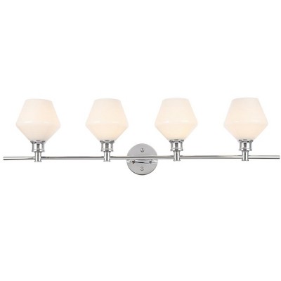 Elegant Lighting Gene 4 light Chrome and Frosted white glass Wall sconce