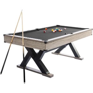 COZONY 9FT Billiard Pool Table for Adults, Complete Set with Cues, Balls & Accessories, K-Leg Construction, Professional Cloth, Rustic Grey Finish - 1 of 4