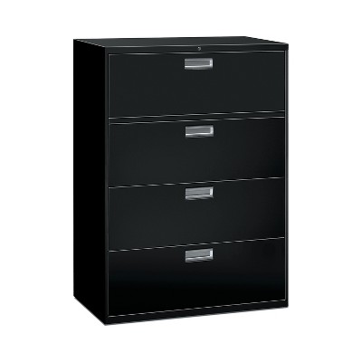 HON Brigade 600 Series 4-Drawer Lateral File Cabinet Locking Letter/Legal Black 42"W (HON694LP)