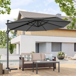 Sonkuki 10 FT Patio Cantilever Umbrella, Outdoor Round Offset Sturdy Umbrellas 360° Rotation - 1 of 4