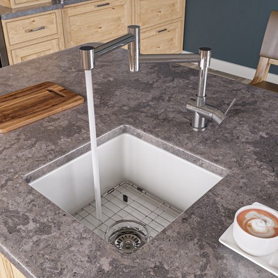 ALFI Gray Matte Square 18 Inches x 18 Inches Undermount / Drop In Fireclay Prep Sink