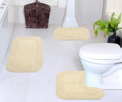 Radiant Collection Cotton Ruffle Pattern Tufted Set of 3 Bath Rug Set - Home Weavers