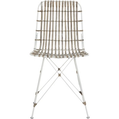 Minerva White Rattan Cane Dining Chair Set with Hairpin Legs