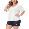 Agnes Orinda Women's Plus Size Sequin Sparkly V Neck Short Sleeve Casual Summer Blouses - 2 of 4