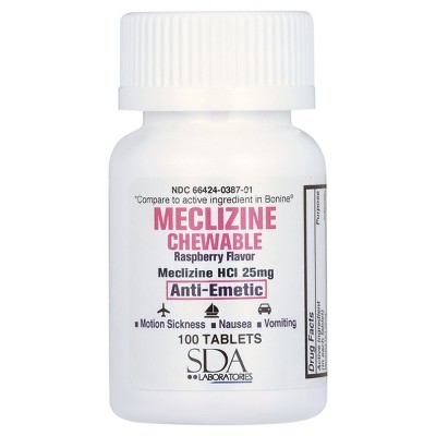 SDA Labs Meclizine HCl 25mg, Chewable Tabs 100 Ct