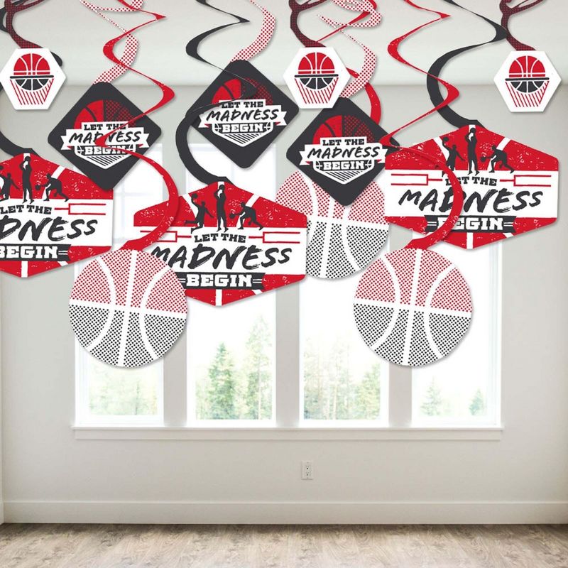 Big Dot of Happiness Red Basketball - Let The Madness Begin - College Basketball Party Hanging Decor - Party Decoration Swirls - Set of 40, 3 of 9