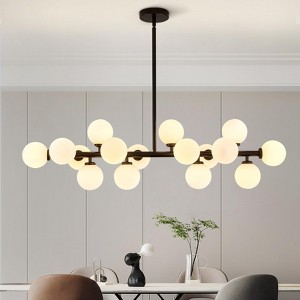 Siljoy 16 Lights Mid Century Modern Chandelier Linear Chandelier Light Fixtures Glass Globe Sputnik Pendant Light for Dining Room Kitchen Island - 1 of 4