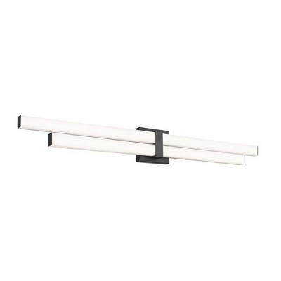 Zane 40" Matte Black LED Vanity Light with Frosted Diffusers