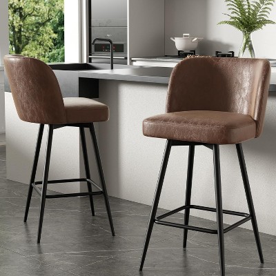 UNISOAR Bar Stools Set of 2, 360°Swivel Modern Counter Height Barstools Armless Kitchen Chair,