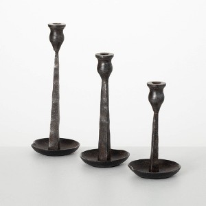 Sullivans 12.75", 10.75" & 8.75" Sleek Black Candle Holder Set of 3, Metal - 1 of 3