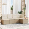 vidaXL 5 Piece Patio Sofa Set with Cushions Poly Rattan - Beige and Cream Without Table - 2 of 4