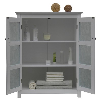 Connor Classic White Floor Cabinet with Textured Glass Doors