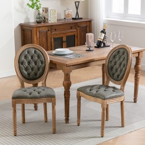 CAVINAS Dining Chairs Kitchen Chairs Set of 2 Stool with Wood Legs Hand-pulled Buckle Decoration for Kitchen - 1 of 4
