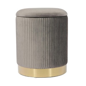 TOV Furniture Zoe Velvet Storage Ottoman Grey 12.4"W x 12.4"D x 14.2"H - 1 of 4