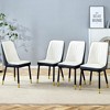 Gulches White and Black TwoTone PU Dining Chair Set of 4 with Gold Decorated Legs - 2 of 4