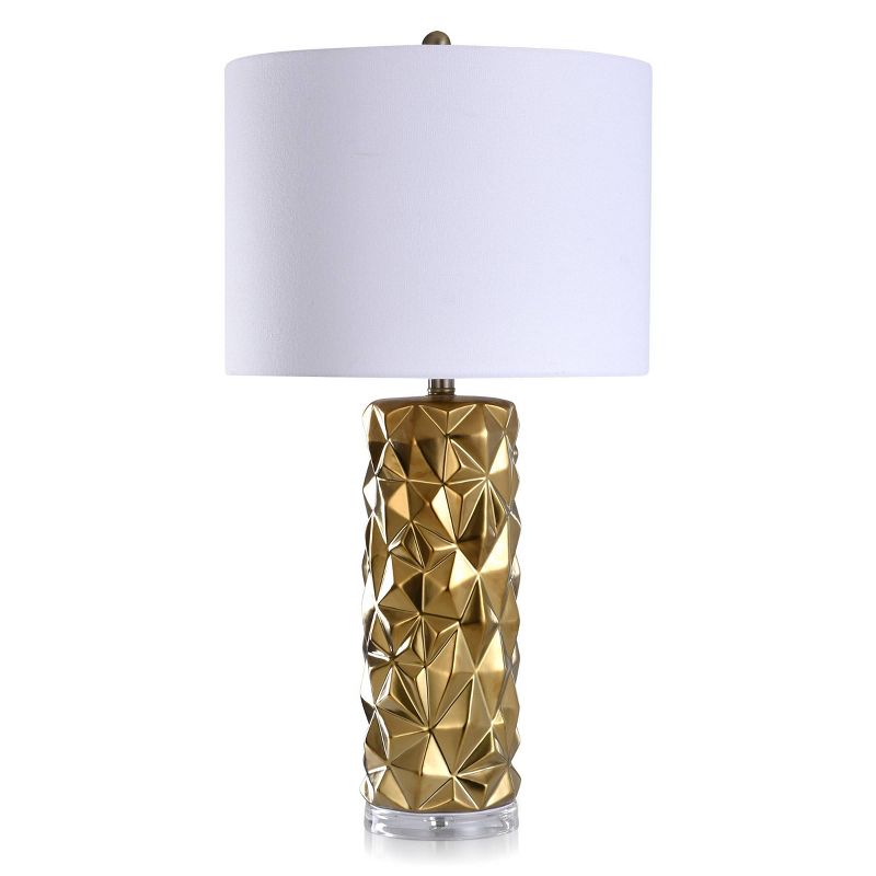 Zara Contemporary Ceramic Table Lamp with Clear Acrylic Base and Kelowna Shade Gold/White - StyleCraft, 1 of 5