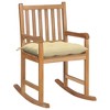vidaXL Rocking Chair Outdoor Patio Rocking Chair with Cushion Solid Wood Teak - Cream - 2 of 4