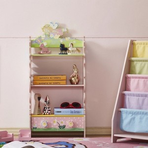 FONTOI Hand Painted Bookshelf with Drawers for Kids Rooms, Baby Toy Organizer Toddler Nursery Book Shelves, Pink, 7.87"*33.07"*16.33" - 1 of 4