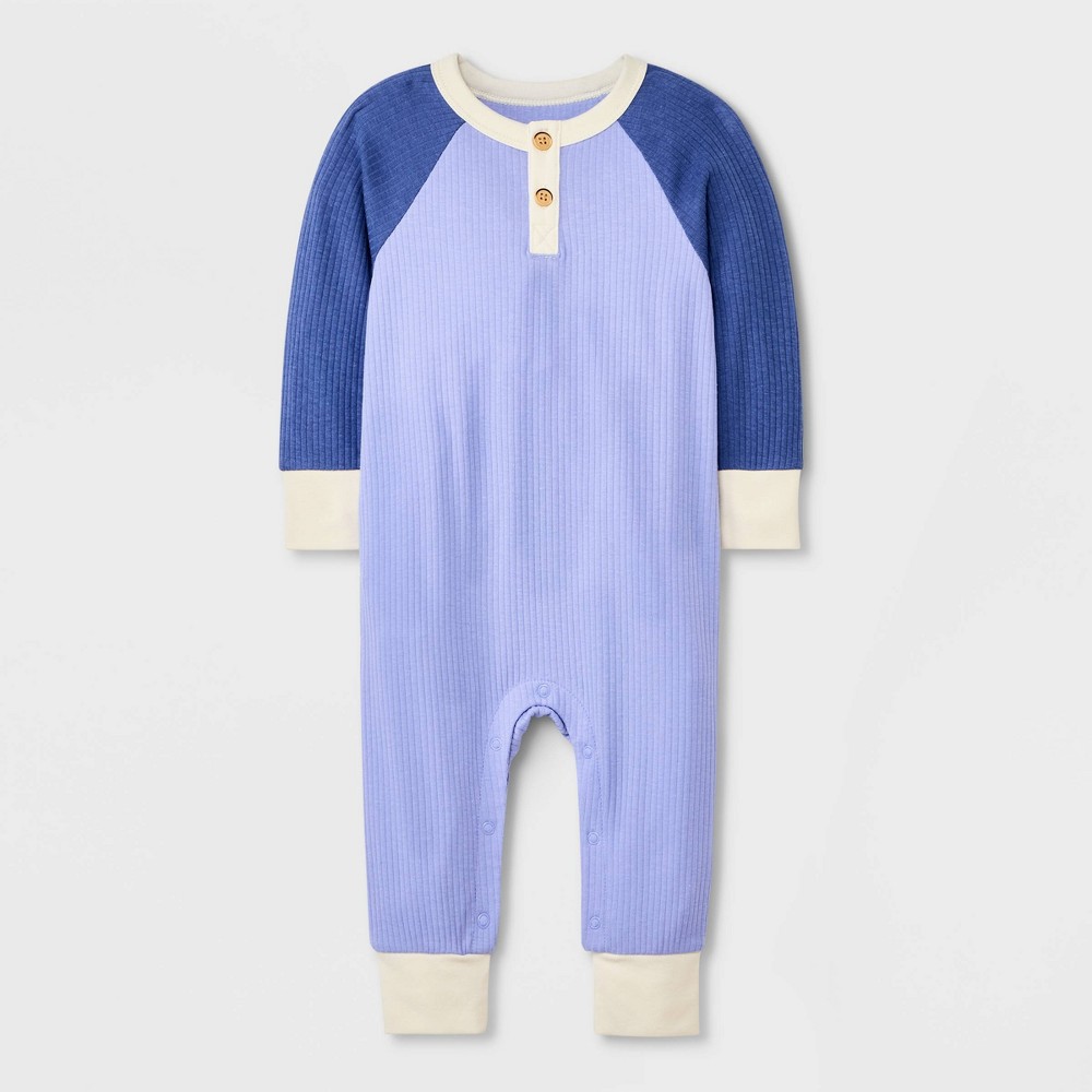 Baby Boys' Ribbed Henley Romper Cat & Jack Blue 12M