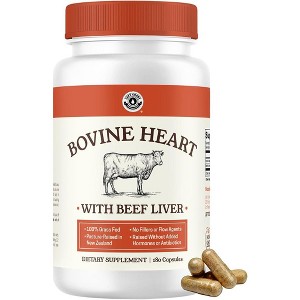 Grass Fed Beef Heart & Liver Supplement, Pasture-Raised in New Zealand Beef Organ Capsule, Natural CoQ10 & Iron Support, Left Coast Performance, 180ct - 1 of 4