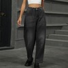 Jeans for Women Trendy High Waisted Wide Leg Baggy Cropped Relax Fit Stretch Denim Trouser Ankle Pants - 2 of 4