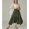 Maxi Skirts for Women High Waist Vintage Skirt Tiered Long Skirt with Pockets Flowy High Low Hemline Skirts - 4 of 4