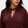 Knit & Lounge Women’s Flowy Mini Dress Layered Bell Sleeves Tie Neck Waist Belt Soft Textured Fabric Casual Fit - 2 of 4