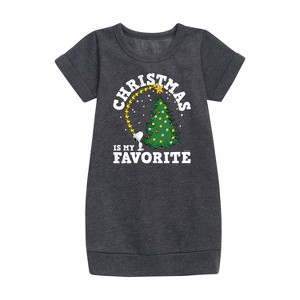 - Peanuts - Christmas Is My Favorite Graphic Short Sleeve Fleece Dress - 1 of 4
