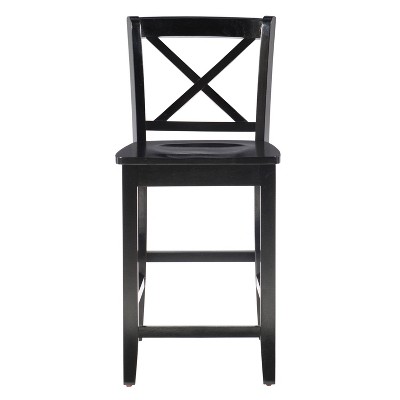 24" Black Mahogany Wood X-Back Counter Stool