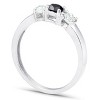 Pompeii3 1/2ct Black & White Diamond 3-Stone Engagement Ring 10K White Gold - 3 of 4