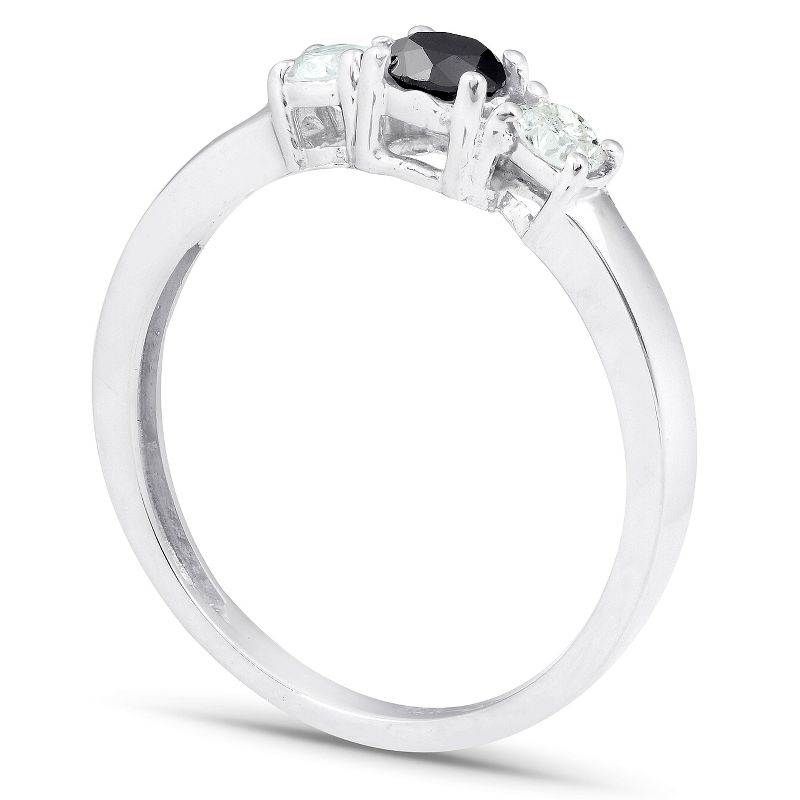 Pompeii3 1/2ct Black & White Diamond 3-Stone Engagement Ring 10K White Gold, 3 of 6