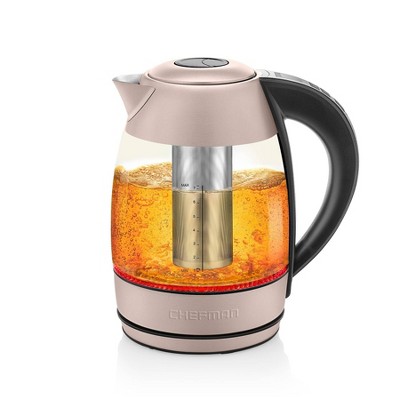 Chefman 1.8 Liter Glass Electric Kettle with Precision Temp Control - Rose Gold