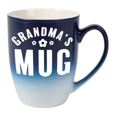 Elanze Designs Mother's Day Appreciation Coffee Cup Mug 12 Ounce Ceramic With Ombre Gradient Grandma's Mug Navy Blue and White