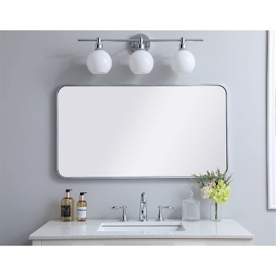 Evermore Contemporary 22x40" Silver Rectangular Wood Vanity Mirror