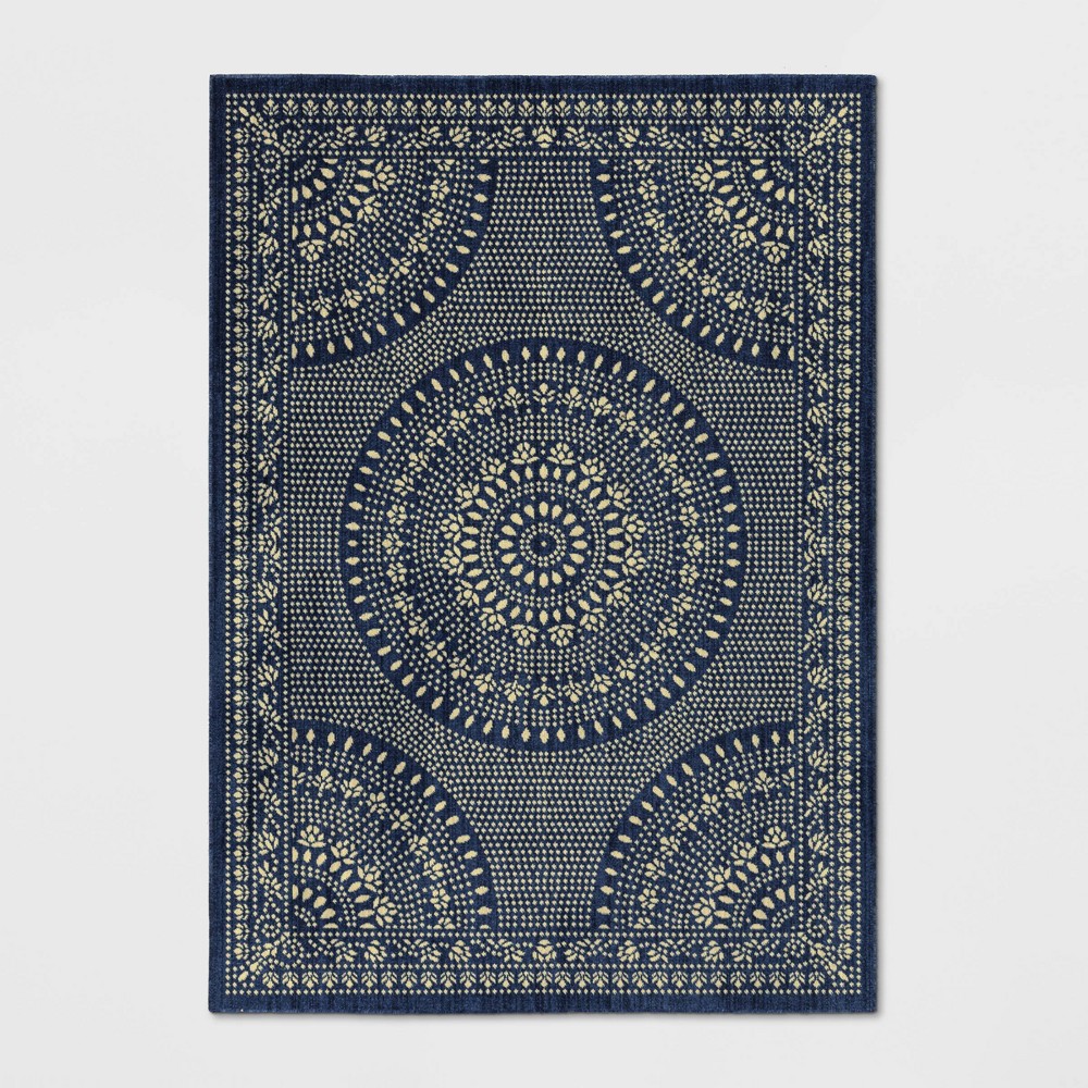  Butterfield Woven Novelty Area Rug Navy