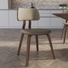 LeisureMod Clivo Leather Dining Chair – Modern Open-Back with Curved Wooden Slats & Poplar Wood Legs for Kitchen or Dining Room Set of 4 - 2 of 4