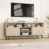 Garvee Wood TV Stand for 70 inch, Boho Entertainment Center with Storage and Fluted Sliding Doors for Living Room Bedroom, Oak - 4 of 4